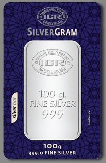 İGR (Istanbul Gold Refinery) 999.9 xalis gümüş külçə – 100 qram - — 3