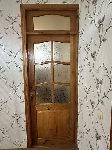 sehf qapi: 4 ədəd Taxta interyer qapısı – şüşəli dizayn - Material: təbii ağac — 1