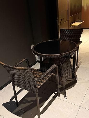 стул для балкона: 2 nəfərlik rattan terras/balkon dəsti 1 ədəd həsir masa + 2 ədəd — 1