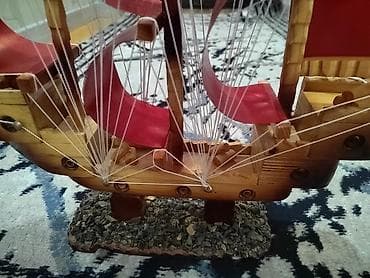 real gitara: Taxta yelkənli gəmi maketi - Material: tamamilə taxtadan hazırlanmış — 2