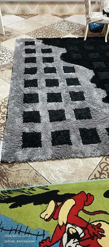 Xalça dəsti – 2 ədəd, ölçü: 3x2 m - Dizayn: Qara və boz rənglərin — 3