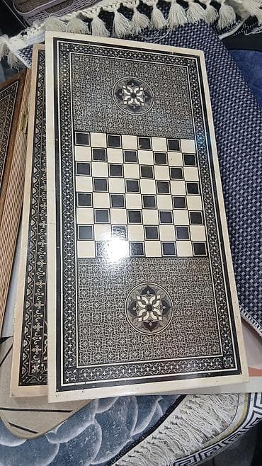 Спортивные игры: + 3 azn das ve zerler Taxta nərd lövhəsi – əl işi naxışlı - Material — 6