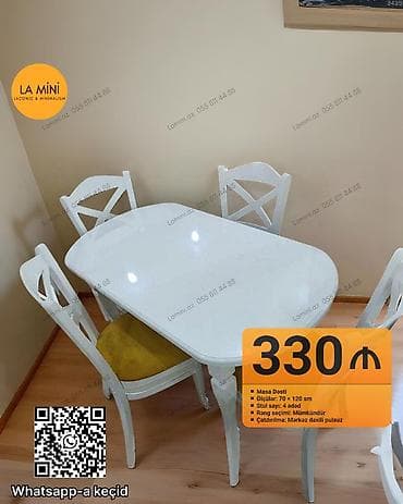 Mətbəx üçün, Açılmayan, Oval masa, 4 stul lalafo.az -da Mətbəx üçün, Açılmayan, Oval masa, 4 stul