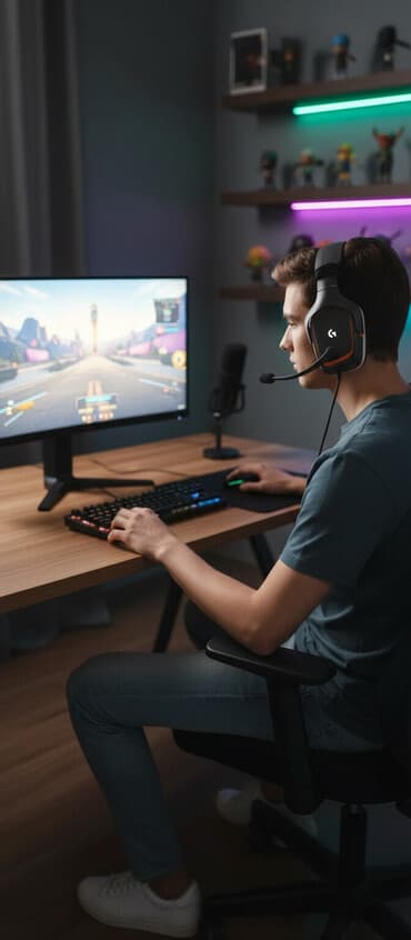 noutbuk ucuz: Logitech G231 seriyası oyun qulaqlığı - Rəng: boz-narıncı detallarla — 1