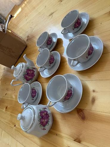 icki: Çay dəsti, rəng - Ağ, Farfor, 6 nəfərlik — 2