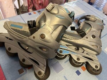 детские защитные шорты для роликов: Inline skeytlər (roliklər) – təkərli, bıçaqlı tip - Rəng: boz və mavi — 1