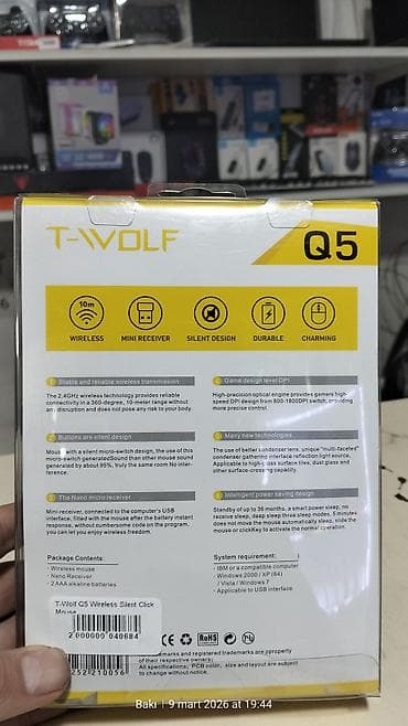 komputer kasası: T-WOLF Q5 2.4G Wireless Silent Mouse Xüsusiyyətlər: - Sakit klik — 2