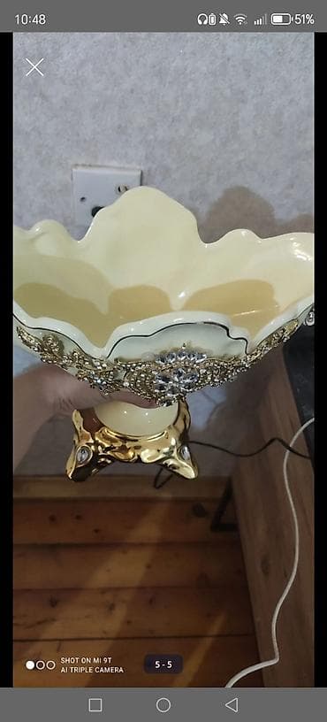 kubik daş: Dekorativ keramika meyvə/gül qabı – barokko üslubunda - Material — 1