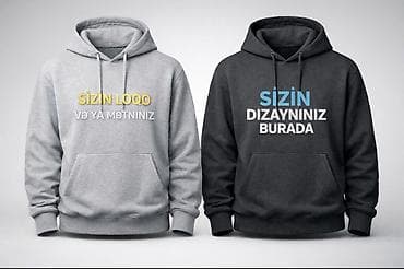 Fərdi dizaynlı kapşonlu sviterlər (hoodie) - Ön hissədə arxada da