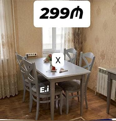 balkon stul: - Məhsul: Yemək dəsti - Tərkib: 1 ədəd düzbucaqlı masa + 4 ədəd stul - — 1