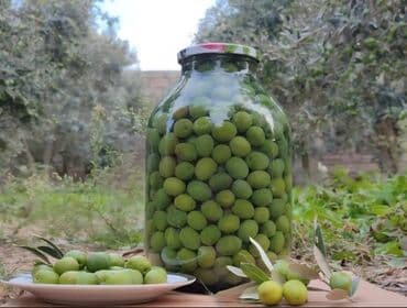 qarğıdalı yağı: Məhsul: Bankada yaşıl zeytun Tərkib və təqdimat: - Böyük şüşə banka — 1