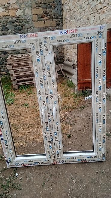 qapi pencere plastik: Yeni İkiqat şüşə paketi Plastik pəncərə, Еni: 99 sm, Uzunluğu: 124 sm — 1