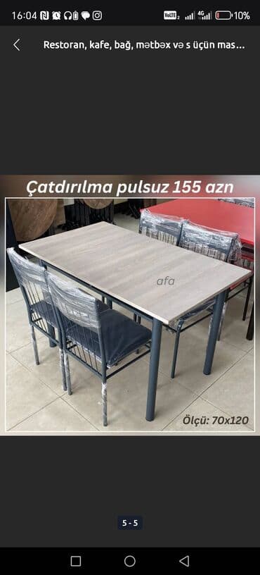 masa və stullar: Balkon üçün, Açılmayan, Dördbucaq masa, 4 stul — 5