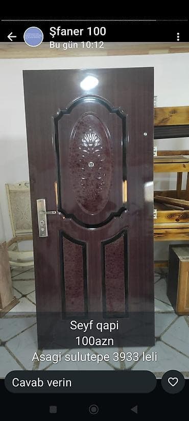 Tavan: Seyf qapı və qapı çərçivəsi satılır.olculeri eni 95sm uzunluğu 2.5 sm — 3