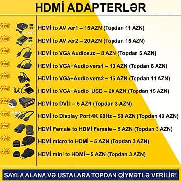 Masaüstü kompüterlər və iş stansiyaları: HDMİ Adapterlər SAYLA ALANA VƏ USTALARA TOPDAN QİYMƏTLƏ VERİLİR! ⭐HDMİ — 2