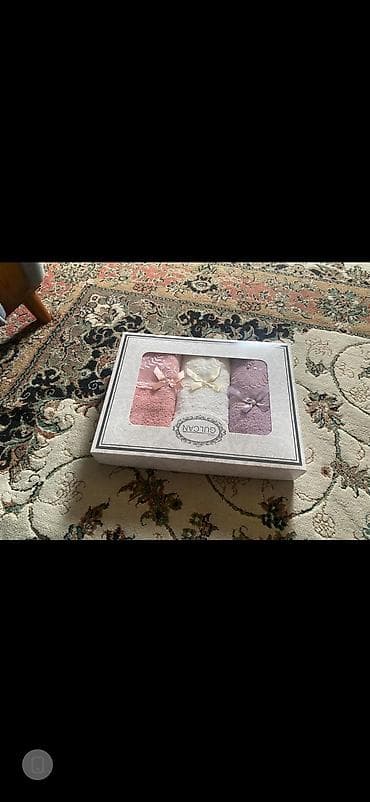 Вазы: Dəsmal dəsti – GÜLCAN - Qutulu dəst: 3 ədəd - Rənglər: pudra/çəhrayı — 1