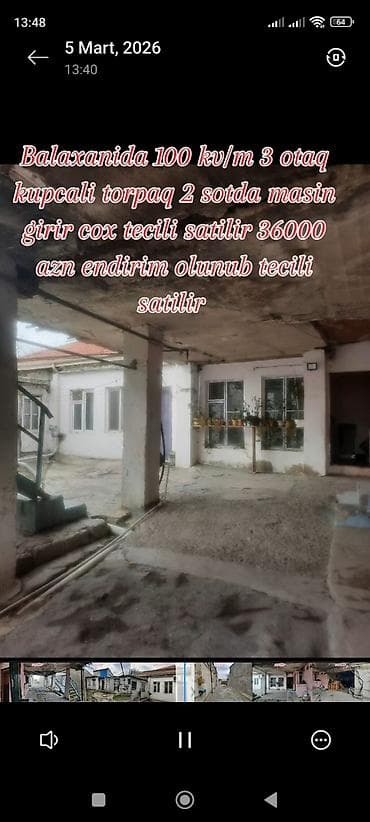 Balaxanı qəsəbəsində 100 kv.m sahəli, 3 otaqlı həyət evi. Torpaq — 10