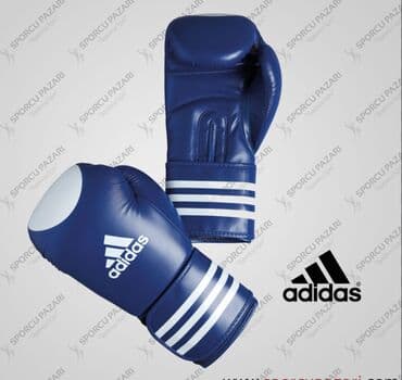 детские перчатки для рукопашного боя: Adidas boks əlcəyi - Rəng: tünd mavi, ağ detallarla - Material — 1