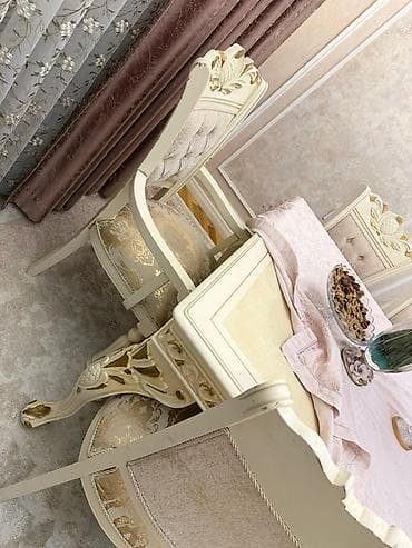 ağ stol: Qonaq otağı üçün, Açılmayan, Dördbucaq masa, 8 stul — 5