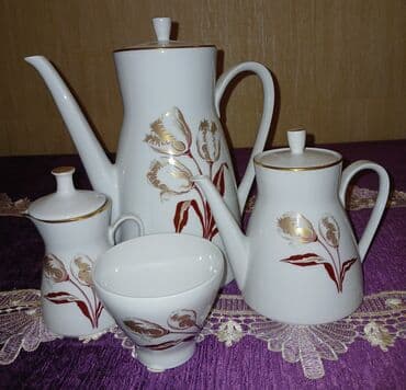 сахарница: Çay dəsti, rəng - Bej, Farfor, 6 nəfərlik, Almaniya — 3