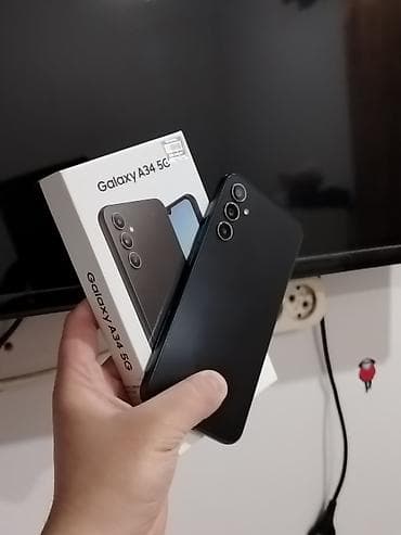 samsunq telefon: Samsung Galaxy A34 5G, 128 GB, rəng - Qara, İki sim kartlı — 1