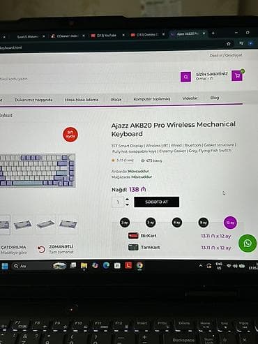 Ajazz AK820 Pro Wireless Mechanical Keyboard - Bağlantı: Simsiz (2.4