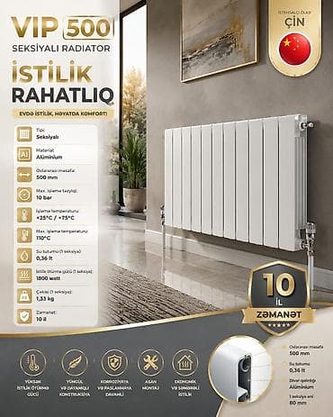 ev qizdiran: Yeni Seksiyalı Radiator Alüminium, Ödənişli çatdırılma, Ödənişli quraşdırma, Zəmanətli, Kredit yoxdur — 1