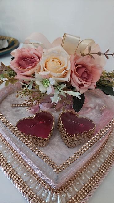 Toy aksesuarları: Xına dəsti /nişan dəsti – nişan üçün üzük qabı və lent qayçısı. - — 3