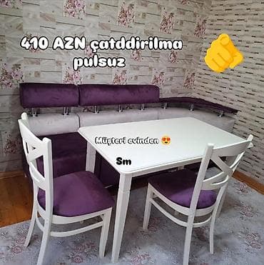 heyet ucun stollar: Mətbəx üçün, Açılmayan, Dördbucaq masa, 2 stul — 1