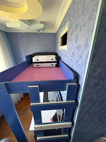 otag qapi: Uşaq/yeni yetmə otağı üçün mavi-ağ modular dəst: - İki mərtəbəli loft — 4