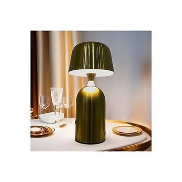 ekran ucun sekiller: Metallik qızılı rəngdə stolüstü lampa - Material: fırçalanmış metal — 5