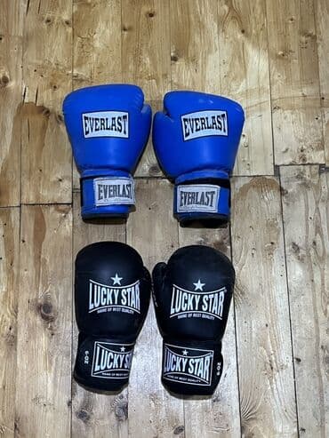 boks elcekler: Boks əlcəkləri dəsti - Brendlər: Everlast (mavi), Lucky Star (qara) - — 1