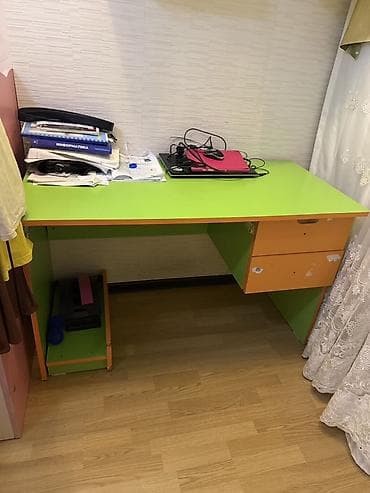 en ucuz perde: Uşaq otağı üçün mebel dəsti - Rəng: Yaşıl və narıncı kombinasiya, şən — 1