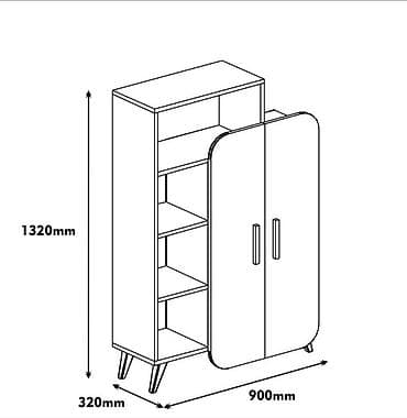 kitab skafı: Skandiv stil kitab rəfi və şkaf kombini - Ölçülər: hündürlük 1320 mm — 3