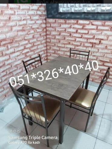 Masa və oturacaq dəstləri: Qonaq otağı üçün, Yeni, Açılan, Dördbucaq masa, 4 stul — 23