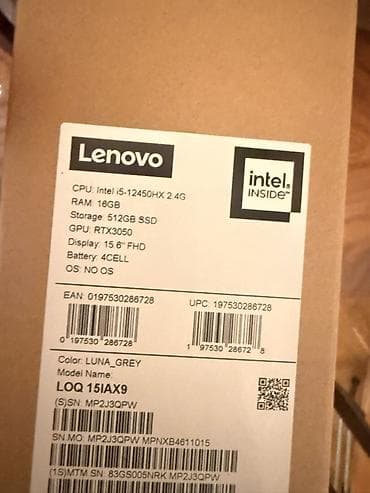 korpuslar: Lenovo LOQ 15IAX9 noutbuk Texniki xüsusiyyətlər: - Prosessor: Intel — 1