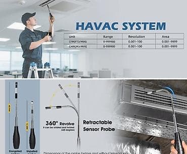 Ручные механические инструменты: Anemomet. Model: BTMETER BT-5000Y Temperatur və hava axını ölçən, geri — 4