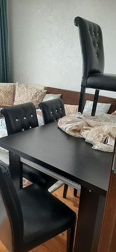 барные стулья: Qonaq otağı üçün, Açılmayan, Dördbucaq masa, 6 stul — 2