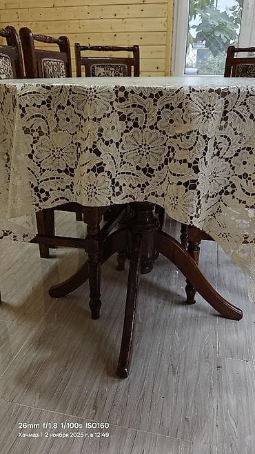 saloglu divan kreslo: Qonaq otağı üçün, İşlənmiş, Açılmayan, Oval masa, 6 stul — 3