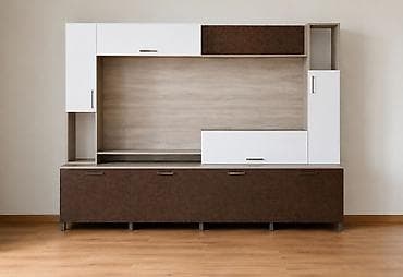 madeyra mebel: Mebel TV stendi və divar modulu - Müasir dizaynlı, iki rəng — 1