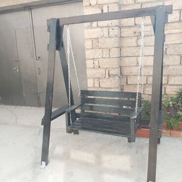 uşaq yelənçəyi: Skamya-yelləncəl, Zontiksiz, Taxta — 1