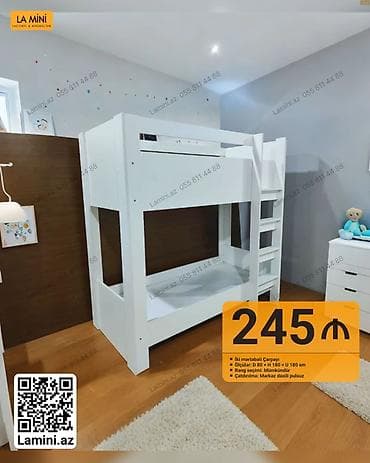 Ev və bağ: İki mərtəbəli çarpayı - Material: ağ rəngli MDF/kombi konstruksiya - — 1