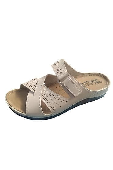 Qadın rahat slip-on sandal - Rəng: krem/bej - Üst hissə