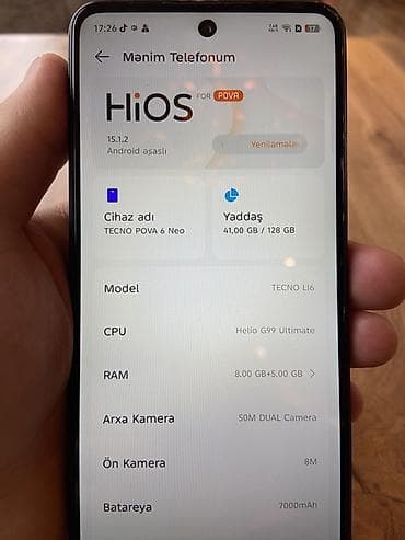 indesit soyuducu soyutmur: Tecno Pova 6 Neo, 128 GB, Barmaq izi, Face ID — 8