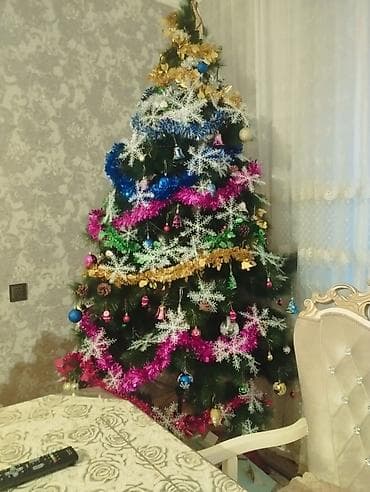 limon şam ağacı: Bəzəkli süni Yeni il şam ağacı – tam dəst - Hündürlük: təxminən orta — 1