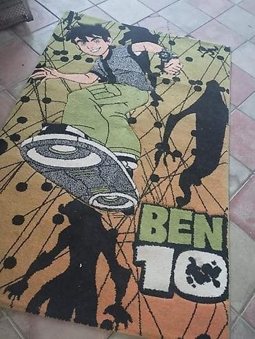 Uşaq otağı üçün Ben 10 temalı xalça - Rəng və dizayn: Yaşıl, narıncı