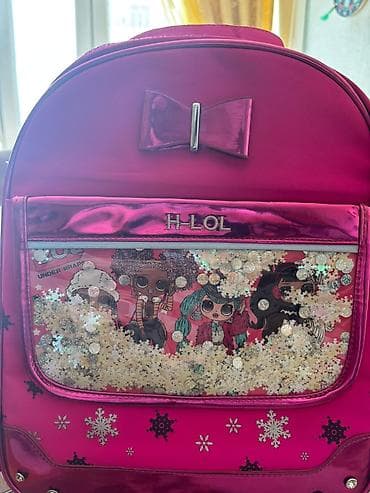 məktəb cantasi: Uşaq məktəb çantası – H-LOL mövzulu, parlaq çəhrayı - Ön hissədə — 2