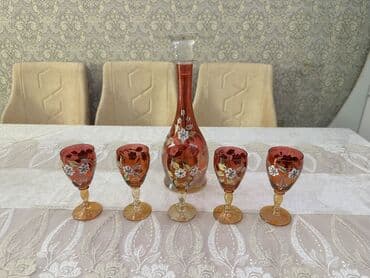 zerif cay: Çay dəsti, rəng - Qırmızı, Şüşə — 1