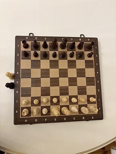 İdman alətləri: Gold Knight Chess Set – Taxta şahmat dəsti Magnit+taxta - — 6