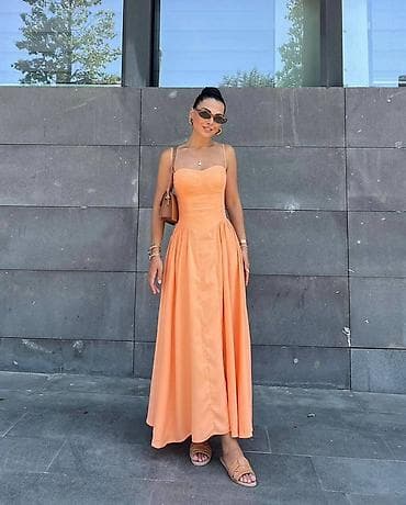 tebii sac satisi: Şaftalı rəngli, zərif maxi don Heç geyinilmeyib yenidir,S ölçüdür 55 — 1